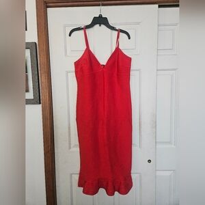 Pretty Little Thing Red Sleeveless Midi Dress 12